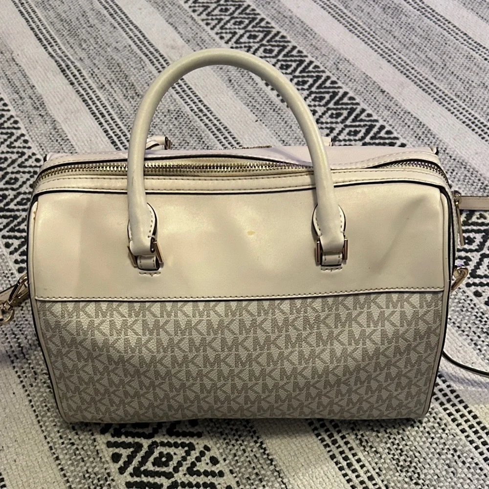 Michael Kors Monogram White and Cream duffel crossbody